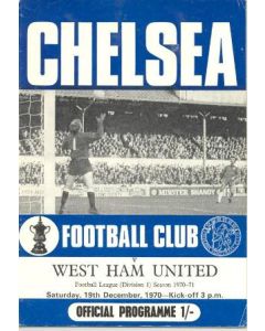 Chelsea v West Ham United official programme 19/12/1970 Football League