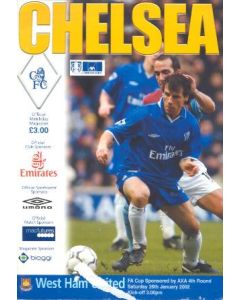 Chelsea v West Ham United official programme 26/01/2002 F.A. Cup, reduced price