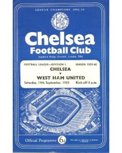 Chelsea v West Ham United official programme 19/09/1959
