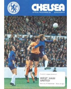 Chelsea v West Ham United official programme 21/12/1974