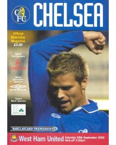 Chelsea v West Ham United official programme 28/09/2002