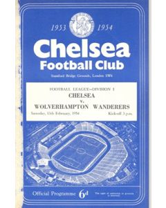 Chelsea v Wolverhampton Wanderers official programme 13/02/1954, reduced price