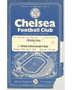 Chelsea v Wolverhampton Wanderers official programme 29/04/1958