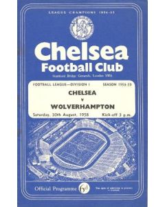 Chelsea v Wolverhampton official programme 30/08/1958