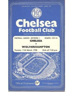 Chelsea v Wolverhampton Wanderers official programme 11/03/1958