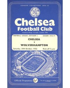 Chelsea v Wolverhampton Wanderers official programme 20/10/1956