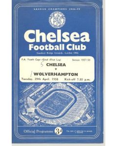 Chelsea v Wolverhampton Wanderers official programme 29/04/1958