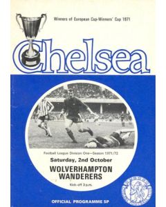 Chelsea v Wolverhampton Wanderers official programme 02/10/1971 Football League, token missing and hence half price