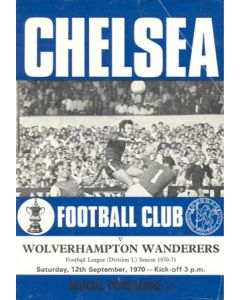 Chelsea v Wolverhampton Wanderers official programme 12/09/1970 Football League