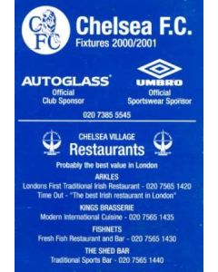Chelsea Fixtures 2000-2001