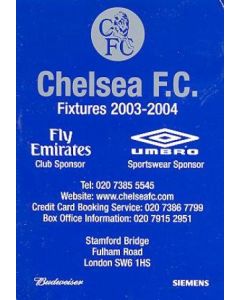 Chelsea fixtures 2003-2004