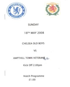 Chelsea Old Boys v Ampthill Town Veterans official programme 18/05/2008