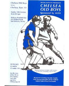 Chelsea Old Boys vChelsea Fans XI official programme 14/10/2001