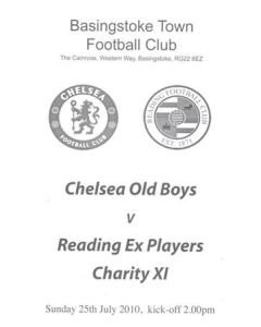 Chelsea Old Boys v Reading Ex Players Charity XI official programme 25/07/2010 at Basingstoke Town FC