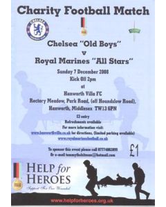Chelsea Old Boys v Royal Marines All Stars official programme 07/12/2008 charity match