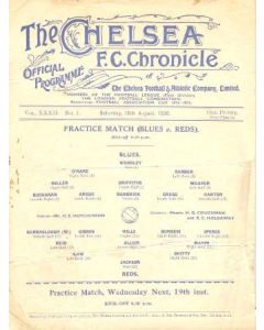 Chelsea Practice Match official programme 15/08/1936