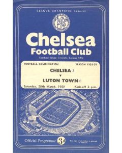 Chelsea Reserves v Luton Town Reserves official programme 28/03/1959