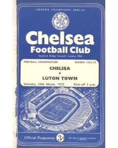 Chelsea Reserves v Luton Town Reserves official programme 28/03/1959 damaged