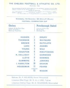 Chelsea Reserves v Peterborough Reserves official programme 15/11/1967