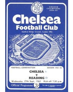 Chelsea Reserves v Reading Reserves official programme 27/09/1961