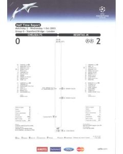 Chelsea v Besiktas Half time Report 01/10/2003 Champions League