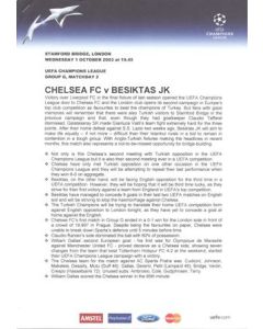 Chelsea v Besiktas press pack 01/10/2003 Champions League