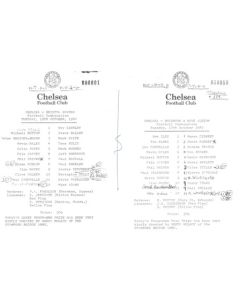 Chelsea v Bristol Rovers 19/10/1982 and Chelsea v Brighton 12/10/1982 Reserves official teamsheet Football Combination