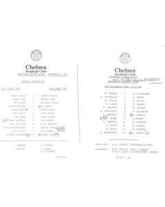 Chelsea v Luton 27/04/1982 and Chelsea v Swindon 01/11/1980 Reserves official teamsheet Football Combination