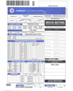 Chelsea v Nordsjaelland 05/12/2012 betting slip