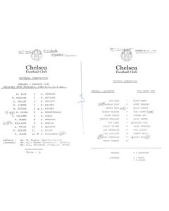 Chelsea v Norwich 28/02/1981 and Chelsea v Leicester 25/03/1982 Reserves official teamsheet Football Combination