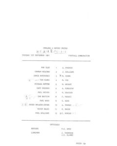 Chelsea v Oxford United Reserves official teamsheet 01/09/1981 Football Combination