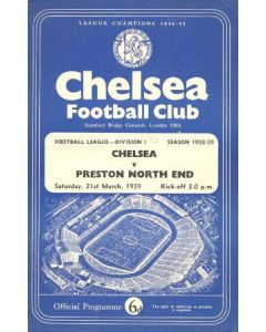 Chelsea v Preston North End official programme 21/03/1959