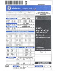 Chelsea v Sparta Prague 21/02/2013 betting slip