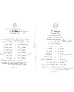 Chelsea v Tottenham Hotspur 30/12/1980 and Chelsea v Hereford 13/12/1980 Reserves official teamsheet Football Combination