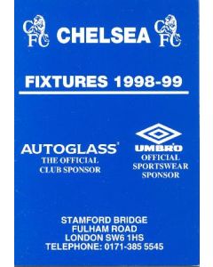 Chelsea Fixtures 1998-1999