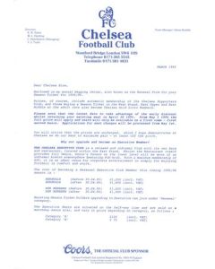 Chelsea FC letter of March 1995, originally signed by Ken Bates