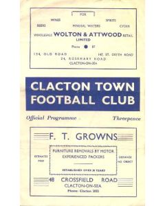 Clacton Town vChelsea 'A' official programme 23/12/1950
