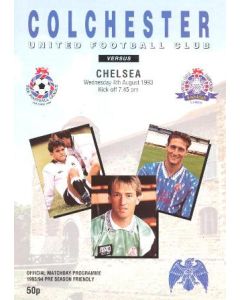 Colchester vChelsea official programme 04/08/1993 pre-season friendly