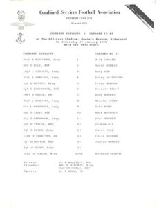 Combined Services v Chelsea XI official teamsheet 11/01/1995