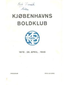 Copenhagen vChelsea official programme 26/04/1946 Friendly Match in connection with the 70th anniversary of Copenhagen F.C.