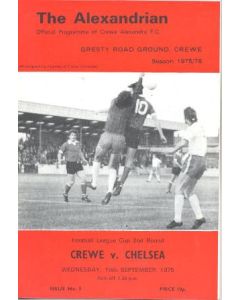 Crewe Alexandra vChelsea official programme 10/09/1975
