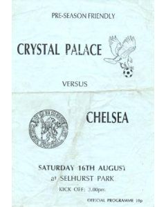 Crystal Palace vChelsea official programme 16/08/1986