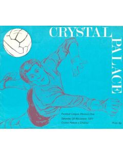 Crystal Palace vChelsea official programme 20/11/1971