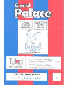 Crystal Palace v Chelsea official programme 26/04/1993 Neville Ovden Combination