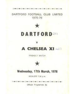Dartford vChelsea XI official programme 17/03/1976