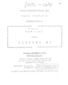 Dawlish vChelsea XI official programme 14/08/1973