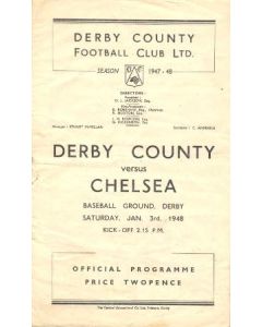 Derby County vChelsea official programme 03/01/1948