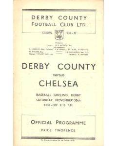 Derby County vChelsea official programme 30/11/1946