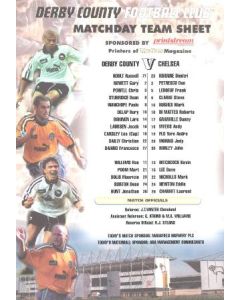 Derby County v Chelsea teamsheet of Season 1997-98