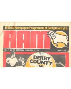 Derby County v Chelsea official programme 04/02/1978